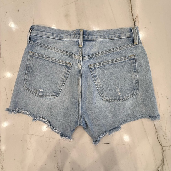 Agolde Light Wash Distressed Cutoff Denim Shorts - Picture 4 of 8